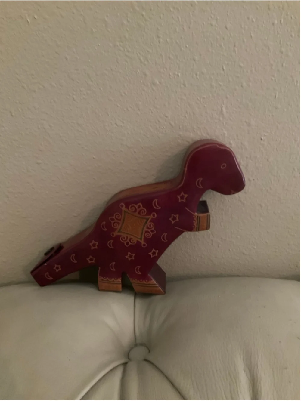 Vintage Leather Dinosaur T-Rex Piggy Bank Hand Painted Made in India